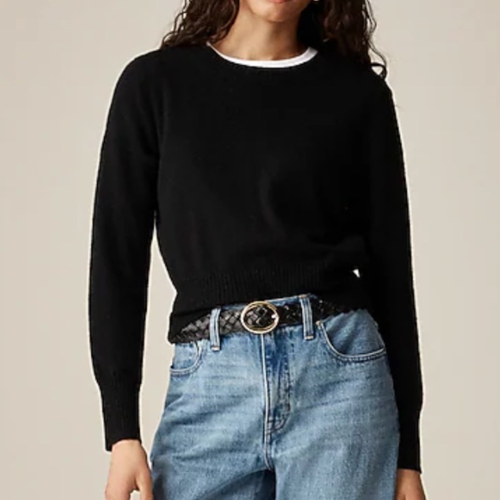 J. Crew Cropped Cashmere Crew Neck Sweater - Small